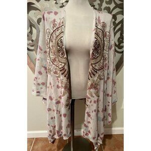 Soft Surroundings Shawl Poncho Tie Dye Beaded Ruana Wrap One Size NWT NEW